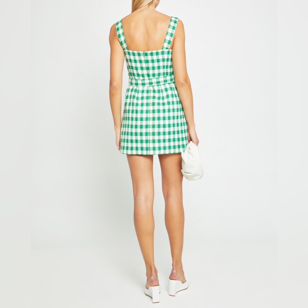 kourt Blaine ladies green gingham mini dress size 4 - Picture 3 of 15